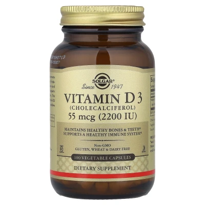 Solgar Vitamin D3 55mcg (2200 IU) 100 Vegetable Capsules Dietary Supplement