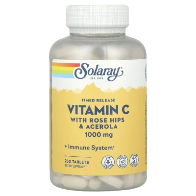 Solaray Timed Release Vitamin C with Rose Hips & Acerola 1000mg Dietary Supplement 100 Vegcaps