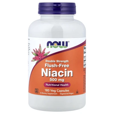 NOW Foods Flush-Free Niacin 500mg 180 Veg Capsules
