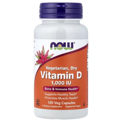 Now Foods Vegetarian Dry Vitamin D 1000IU Bone & Imune Health Dietary Supplement 120 Veg Capsules