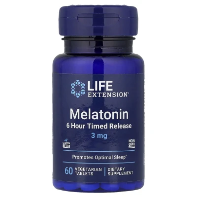 Life Extension Melatonin 6 Hour Timed Release 3mg 60 Vegetarian Tablets