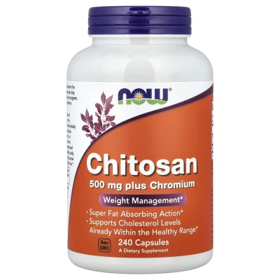 NOW Foods Chitosan 500mg Plus Chromium Dietary Supplement 240 Veg Capsules