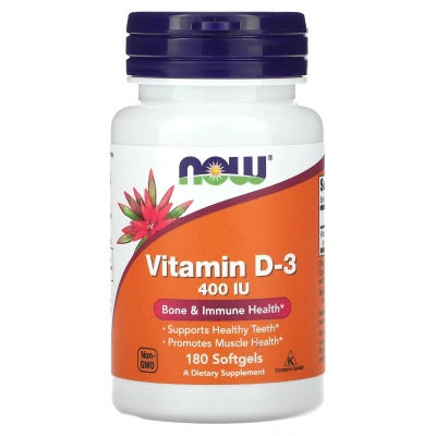 Now Foods Vitamin D-3 Bone Immune Health 400IU Dietary Supplement 180 Softgels