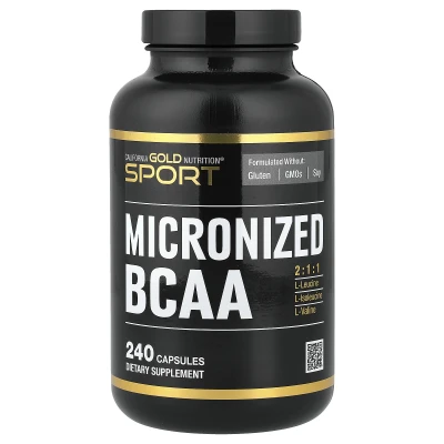 California Gold Nutrition Sport Micronized BCAA Branched Chain Amino Acids Dietary Supplement 240 Capsules