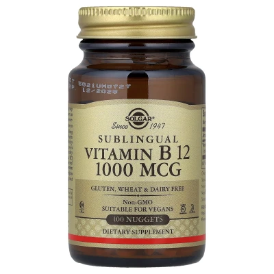 Solgar Sublingual Vitamin B12 1000mcg Gluten, Wheat & Dairy Free Dietary Supplement 100 Nuggets