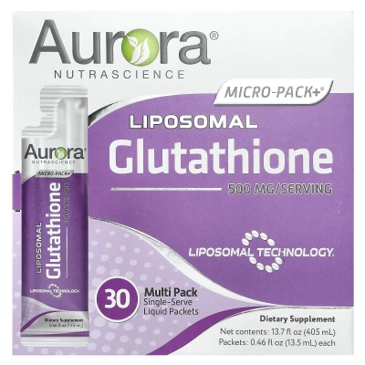Aurora Nutrascience Micro-Pack+Liposomal Glutathione 500mg 30 Packets 0.46 fl oz (13.5 ml) Each