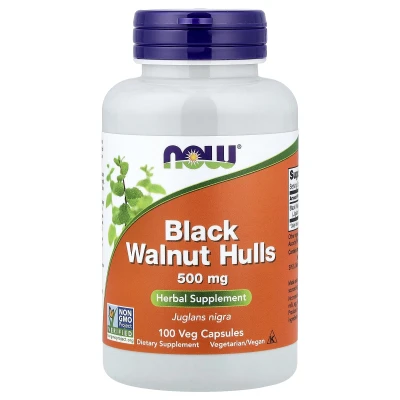 NOW Foods Black Walnut Hulls 500mg 100 Veg Capsules