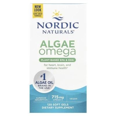 Nordic Naturals Algae Omega 120 Soft Gels Palnt Based & Dha 715mg Omega-3s per 2 Soft Gels