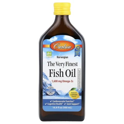 Carlson - Norwegian | The Very Finest Fish Oil | Natural Lemon | 16.9 fl oz (500 ml)