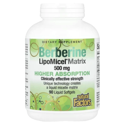 Natural Factors Berberine LipoMicel Matrix 50mg High Absorption 90 Liquid Softgels