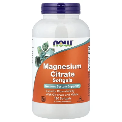 NOW Foods Magnesium Citrate Nervous System Support 180 Softgels