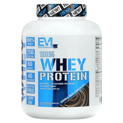 EVLution Nutrition - 100% Whey Protein | Double Rich Chocolate | 5lb (2.268 kg)