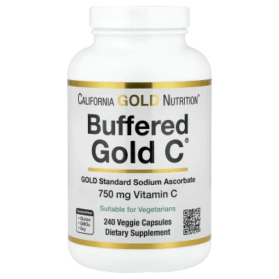 California Gold Nutrition - Buffered Gold C® | GOLD Standard Sodium Ascorbate (Vitamin C) | 240 Veggie Capsules
