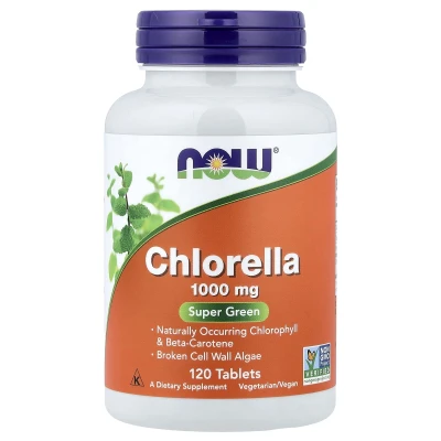 NOW Foods Chlorella 1000mg Super Green 120 Tablets (1g per Tablet)