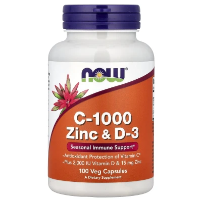 NOW Foods C-1000 Zinc & D-3 100 Veg Capsules