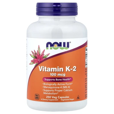 NOW Foods Vitamin K-2 100mcg Support Bone Health 250 Veg Capsules