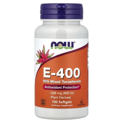 NOW Foods E-400 with Mixed Tocopherols 268mg (400IU) 100 Softgels