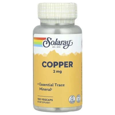 Solaray Copper 2mg Essential Trace Mineral 100 VegCaps