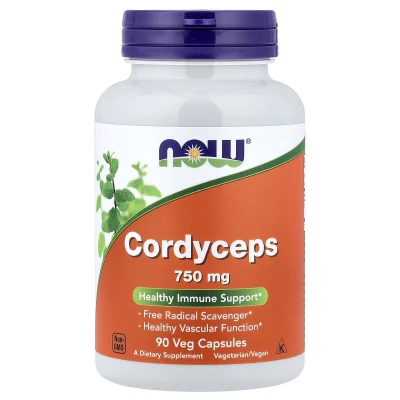 NOW Foods Cordyceps 750mg 90 Veg Capsules (750 mg per Capsule)