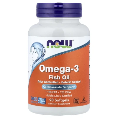 NOW Foods Omega-3 Fish Oil Heart & Brain Health 90 Capsules
