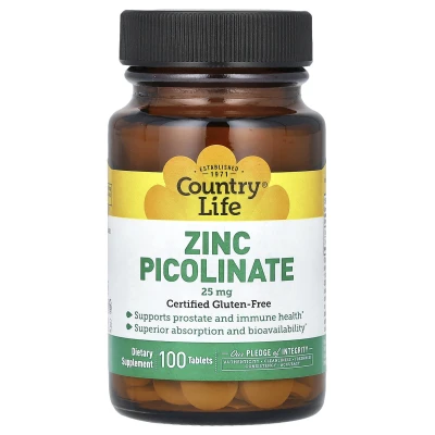 Country Life Zinc Picolinate 25mg 100 Tablets