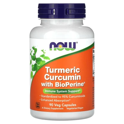 NOW Foods Turmeric Curcumin with BioPerine 90 Veg Capsules