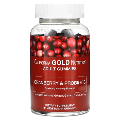 California Gold Nutrition Adult Gummies Cranberry & Probiotic Cranberry Naturally Flavored 90 Vegetarian Gummies