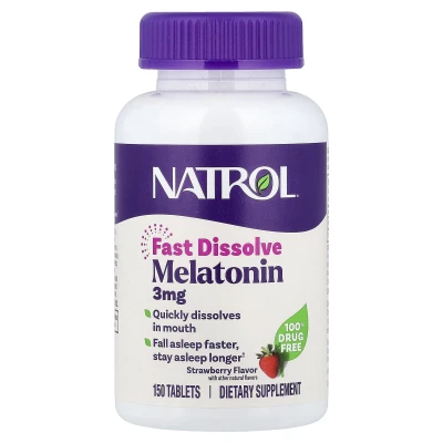 Natrol - Melatonin | Fast Dissolve | Strawberry | 3 mg | 150 Tablets