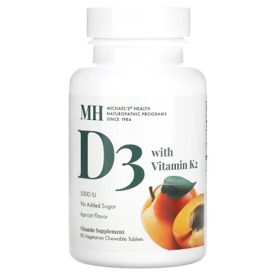Michael's Health D3 with Vitamin K2 Apricot 90 Vegetarian Chewable Tablets