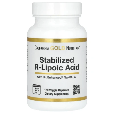 California Gold Nutrition Stabilised R-Lipoic Acid with Bio-Enhanced Na-RALA and Biotin 120 Veggie Capsules