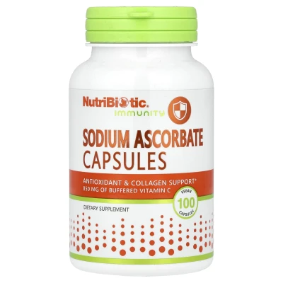 Nutri Biotic Immunity Sodium Ascorbate 850mg of Buffered Vitamin C 100 Vegan Capsules
