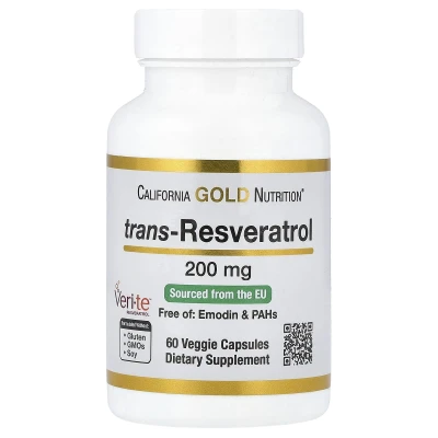 California Gold Nutrition Trans-Resveratrol 200mg 60 Veggie Capsules