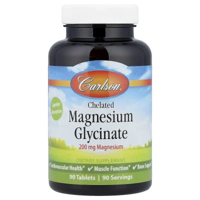 Carlson - Chelated Magnesium Glycinate | 200 mg | 90 Tablets