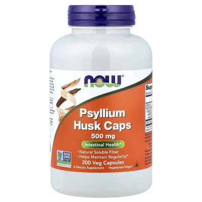 NOW Foods - Psyllium Husk Caps | 200 Veg Capsules (0.5 g per Capsule)