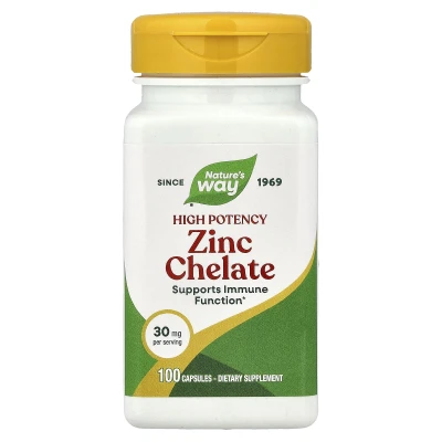 Nature's Way High Potency Zinc Chelate Support Immune Function 30mg per serving 100 Capsules