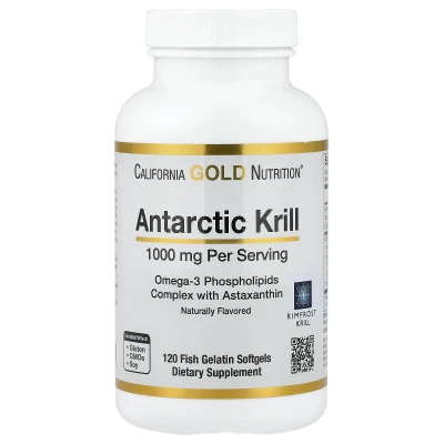 California Gold Nutrition Antarctic Krill 1000mg Per Serving Oil Omega-3 Phospholipids 120 Fish Gelatin Softgels