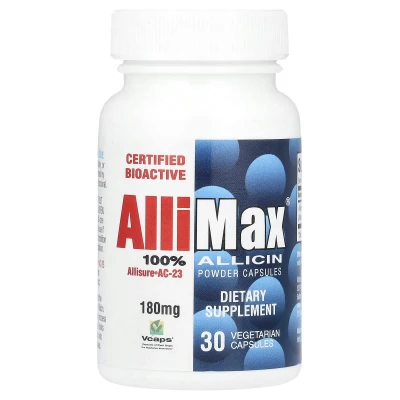 Allimax 100% Allicin Powder Capsules 180mg 30 Vegetarian Capsules