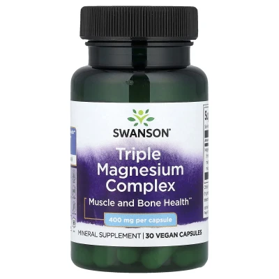 Swanson Triple Magnesium Complex 400mg Per Capsule 30 Vegan Capsules
