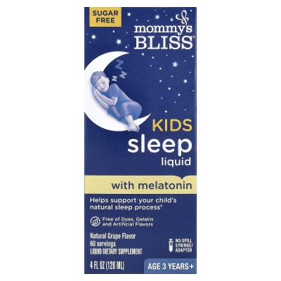 Mommy's Blissn Kids Sleep Liquid with Melatonin Age 3 Years+ Natural Grape 4 fl oz 120ml