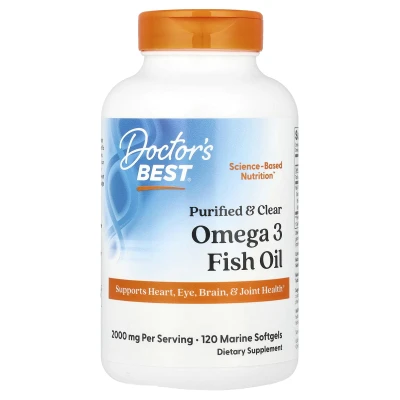 Doctor's Best Purified & Clear Omega 3 Fish Oil (2000mg per Softgel) 120 Marine Softgels