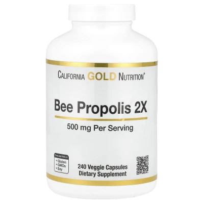 California Gold Nutrition Bee Propolis 2X 500mg per Serving 240 Veggie Capsules