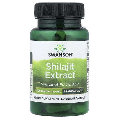 Swanson Shilajit Extract Standardised 400mg 60 Veggie Capsules