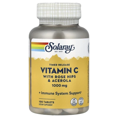 Solaray - Timed Release Vitamin C with Rose Hip & Acerola | 1000 mg | 100 Tablets