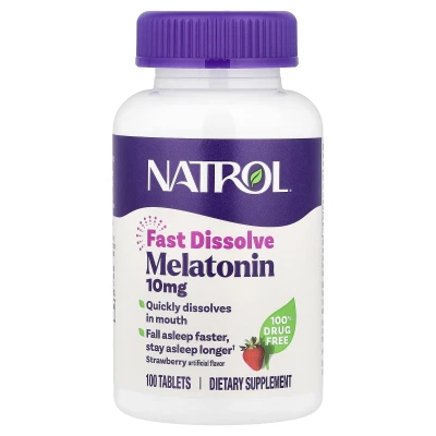 Natrol - Melatonin | Fast Dissolve | Strawberry | 10 mg | 100 Tablets