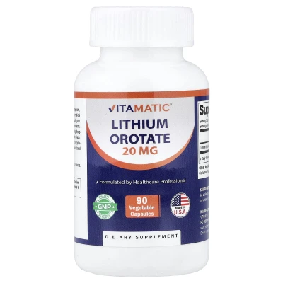 Vitamatic Lithium Orotate 20mg 90 Vegetable Capsules