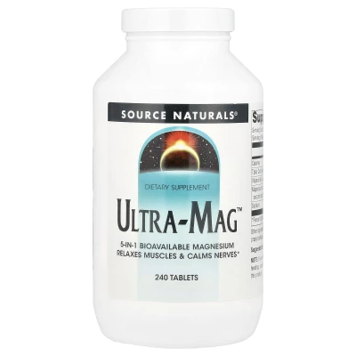 Source Naturals Ultra-Mag relaxes Muscles & Calms Nerves Dietary Supplement 240 Tablets