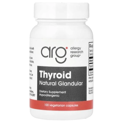 Allergy Research Group Thyroid Natural Glandular 40mg 100 Vegetarian Capsules
