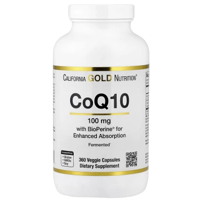 California Gold Nutrition - CoQ10 | Ubiquinone USP with Bioperine® Black Pepper Extract | Enhanced Bioavailability | 100 mg | 360 Veggie Capsules
