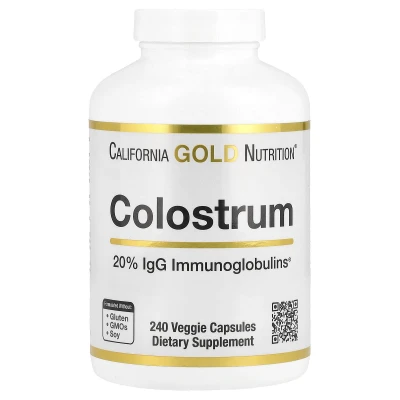 California Gold Nutrition Colostrum with 20% IgG Immunoglobulins 240 Veggie Capsules