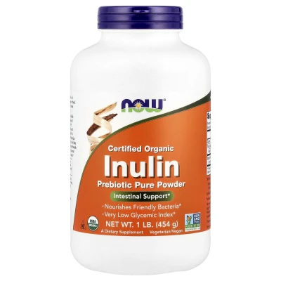 NOW Foods Certified Organic Inulin Prebiotic Pure Powder 1 lb (454g)
